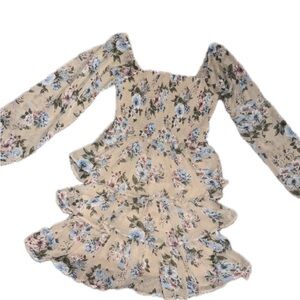 Madden Girl Floral Long Sleeve Babydoll Dress